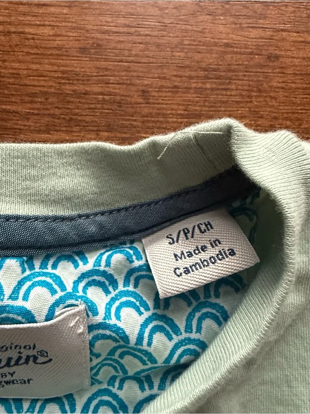 Original Penguin Kids Small Green Pocket Tee Blue Trim T-Shirt